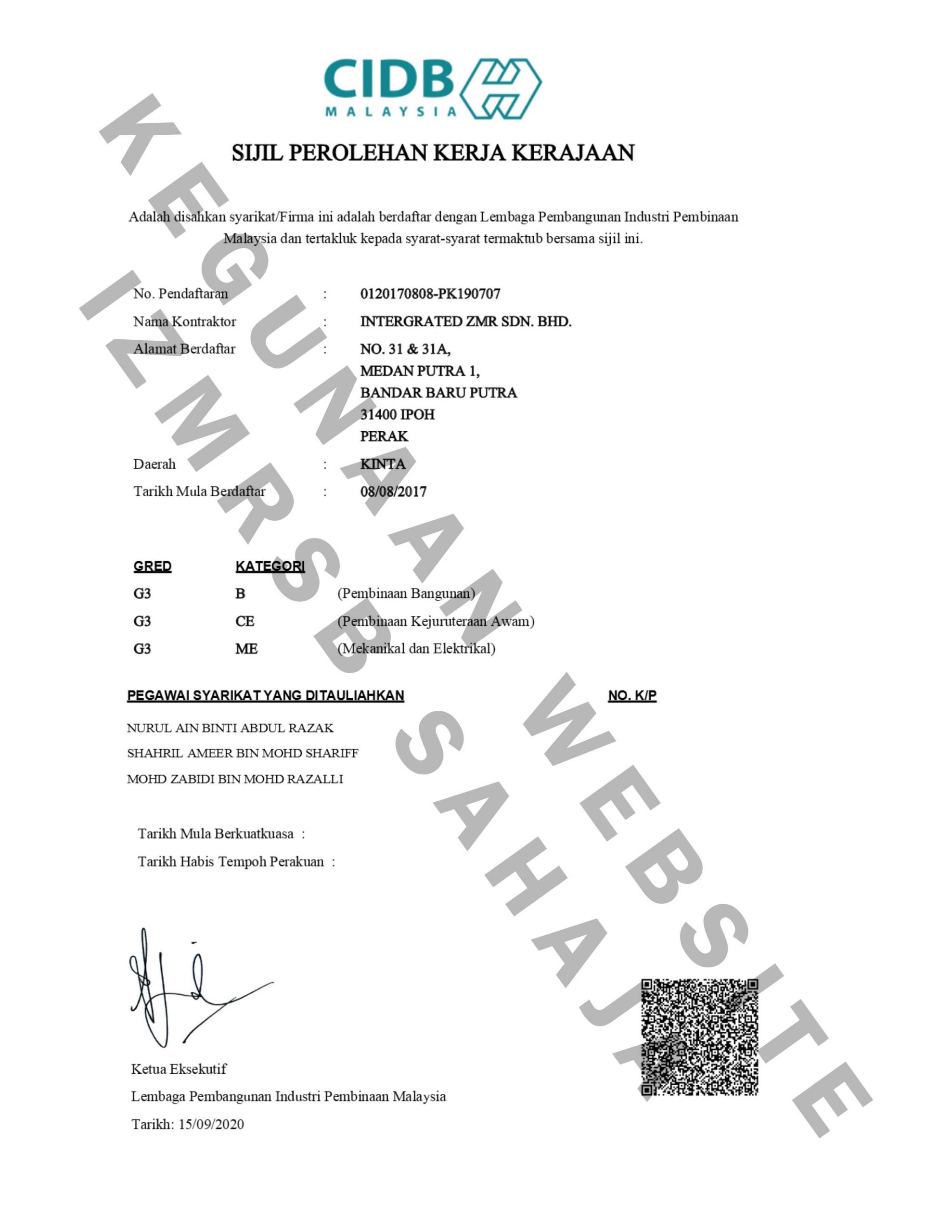 No Telefon Kad Hijau Cidb  Di bawah adalah perincian maklumat